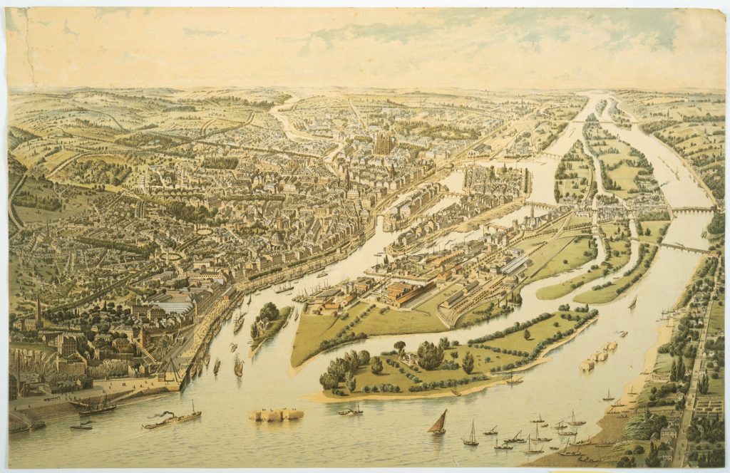 Vue par Hugo Alesi. Gravure. 1888. Nantes Loire Atlantique © Musée Dobré Samoa scaled 1024x664 - En attendant la réouverture : le Hangar 32 en images