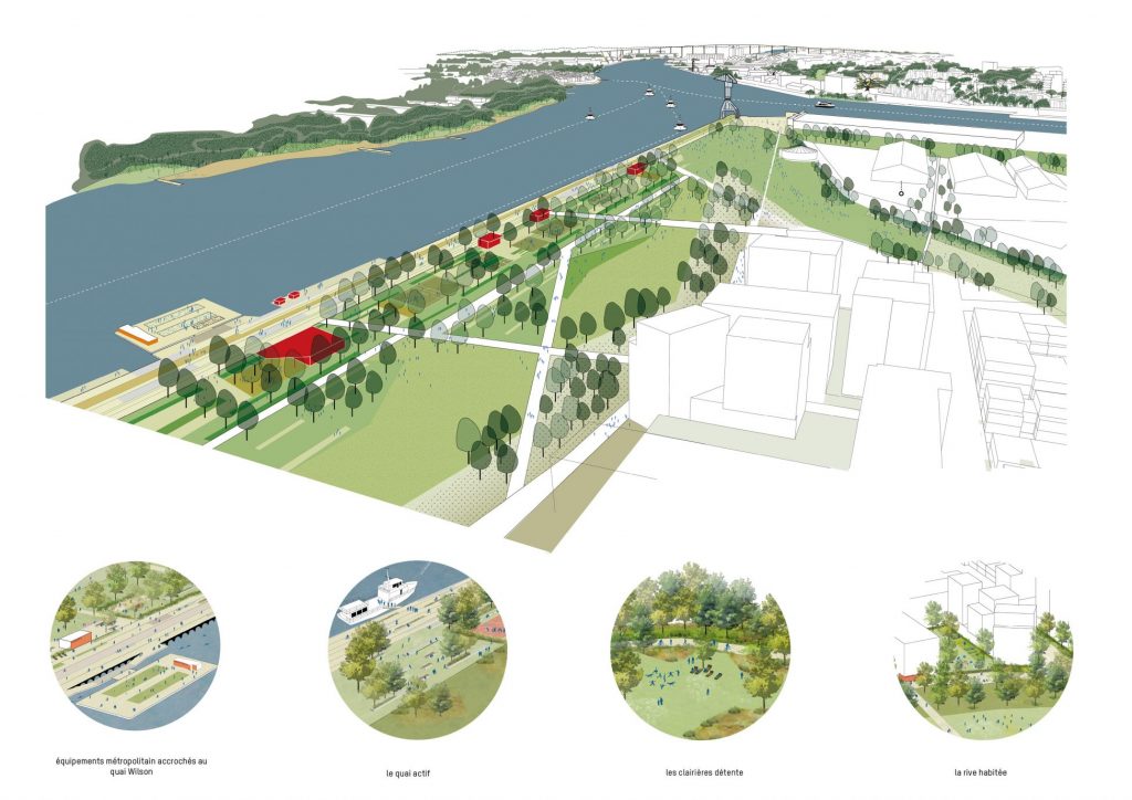 Axonométrie Parc métropolitain de Loire.Nantes Loire Atlantique © Ajoa Schorter Samoa scaled 1024x724 - Le Grand Prix de l’urbanisme 2020 décerné à Jacqueline Osty, paysagiste de l’île de Nantes