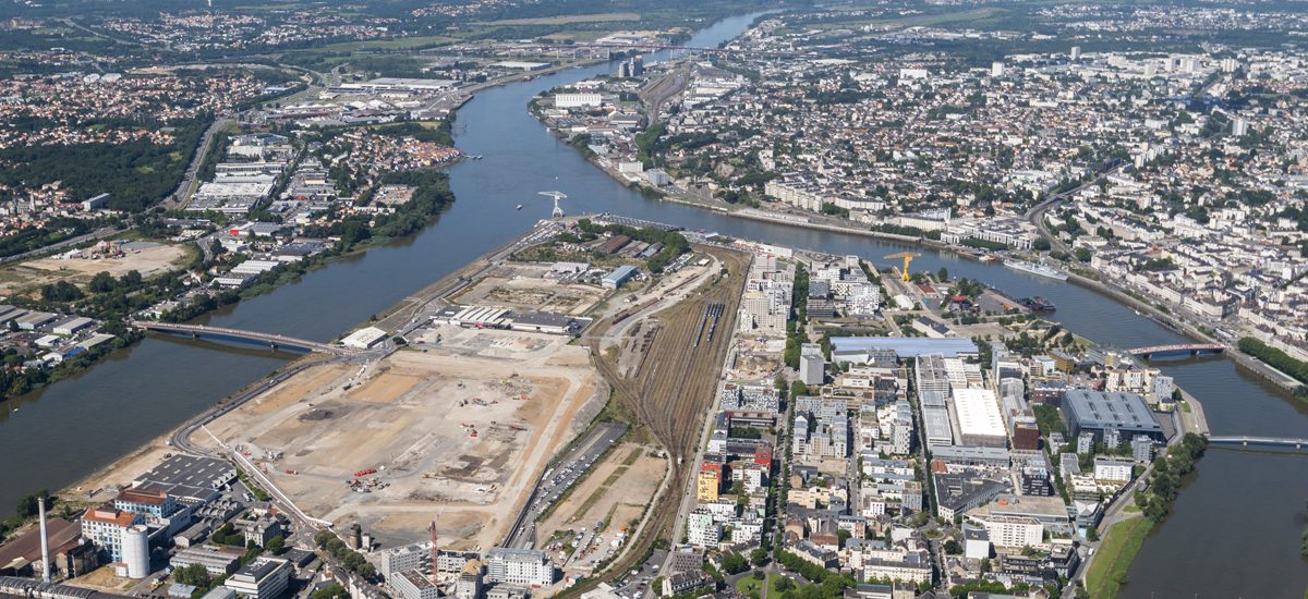 vue aérienne du sud-ouest de l’île de Nantes © Valéry Joncheray