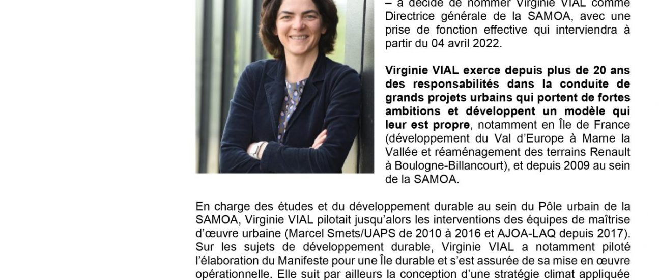 20220110 Nomination VirginieVIAL DG Samoa 1 scaled 1295x550 - Nomination de Virginie Vial comme Directrice Générale de la Samoa 