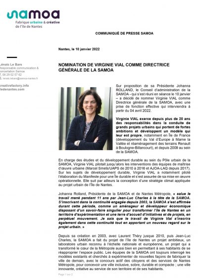 20220110 Nomination VirginieVIAL DG Samoa 1 scaled 400x565 - Nomination de Virginie Vial comme Directrice Générale de la Samoa 