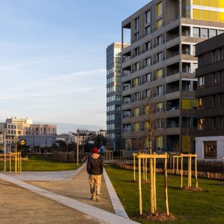 Nouveau quartier République. Jardins de l'Estuaire (Bloc A). Nantes (Loire-Atlantique) 02/2025 © IRIS Pictures/Samoa