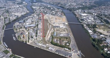 Vue aérienne, périmètre des Jardins de l'Estuaire sur l'île de Nantes