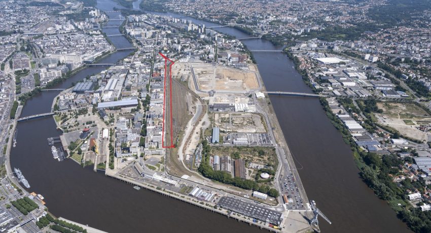 Vue générale. Nantes (Loire-Atlantique) 07/2021 © Valéry Joncheray/Samoa Vue aérienne, périmètre des Jardins de l'Estuaire sur l'île de Nantes