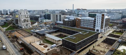 Vue aérienne quartier Prairie-au-Duc. Ecole Joséphine Baker. Nantes (Loire-Atlantique) 02/2026 © Iris Pictures/Samoa