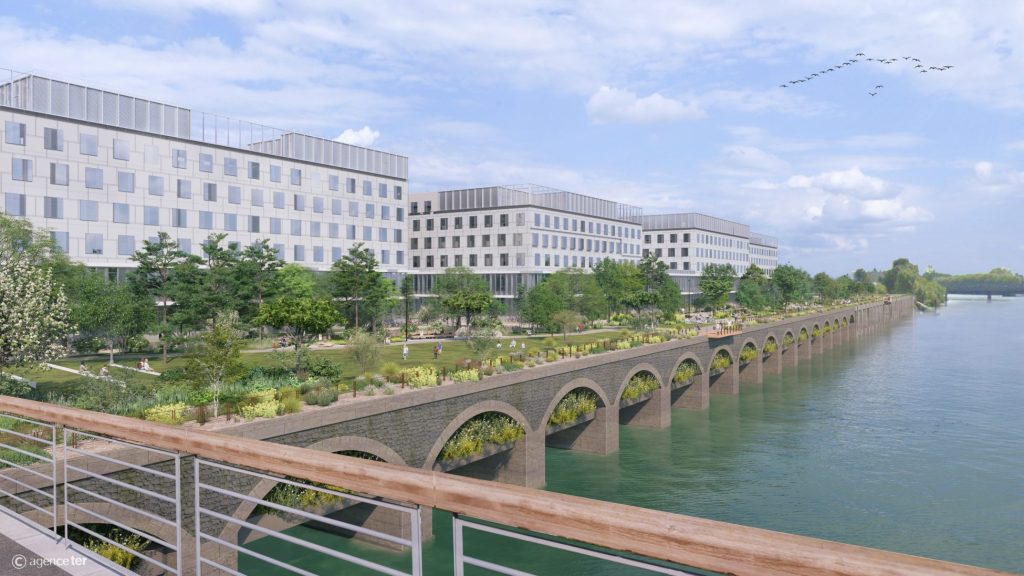NQW AVP PERS Pont v2 scaled 1024x576 - Le quai Wilson se transforme : un espace apaisé et convivial, au pied du nouvel hôpital