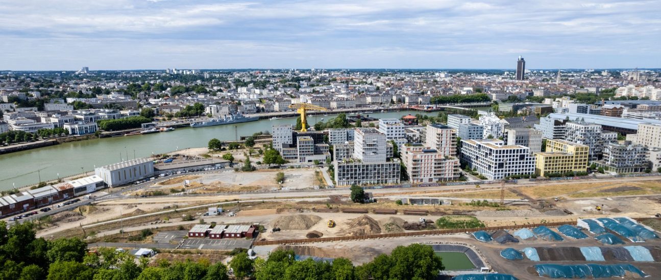 Vue aérienne sur les Jardins de l'Estuaire et l'écocentre. Quartier Prairie-au-Duc. Nantes (Loire-Atlantique) 07/2025 © IRIS Pictures/Samoa