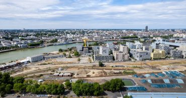 Vue aérienne sur les Jardins de l'Estuaire et l'écocentre. Quartier Prairie-au-Duc. Nantes (Loire-Atlantique) 07/2025 © IRIS Pictures/Samoa