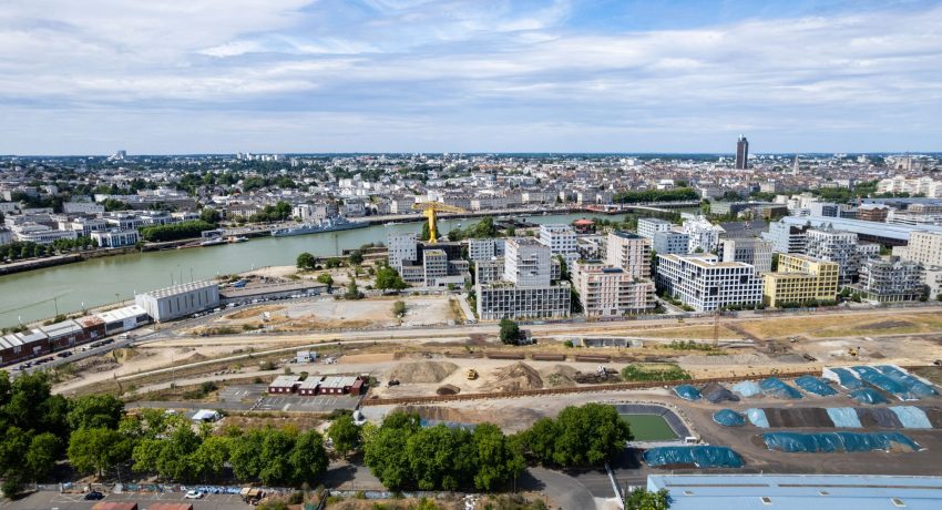 Vue aérienne sur les Jardins de l'Estuaire et l'écocentre. Quartier Prairie-au-Duc. Nantes (Loire-Atlantique) 07/2025 © IRIS Pictures/Samoa